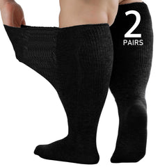 Orthostride Wide Diabetic Socks front view in black for swelling-friendly comfort.