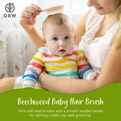 ORW OREN’S brush delivers soothing scalp massage with natural bristles for cradle cap prevention.