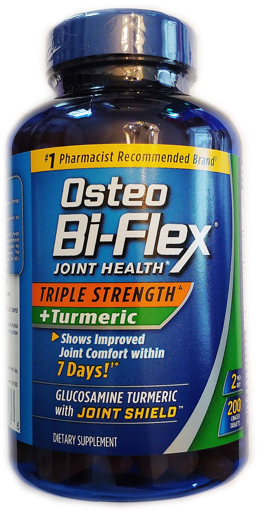 Osteo Bi-Flex Triple Strength Turmeric bottle shows 200 tablets for potential joint comfort.