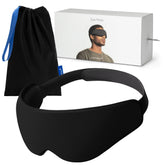 OSTRICH PILLOW eye mask with 6-layer blackout for complete darkness.