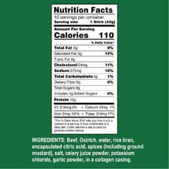 Ostrim Original nutrition facts close-up, showcasing protein-forward snack.