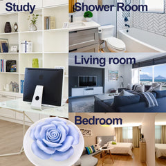 oumeiben difusor flor porcelana azul en dormtorio, decoración elegante.