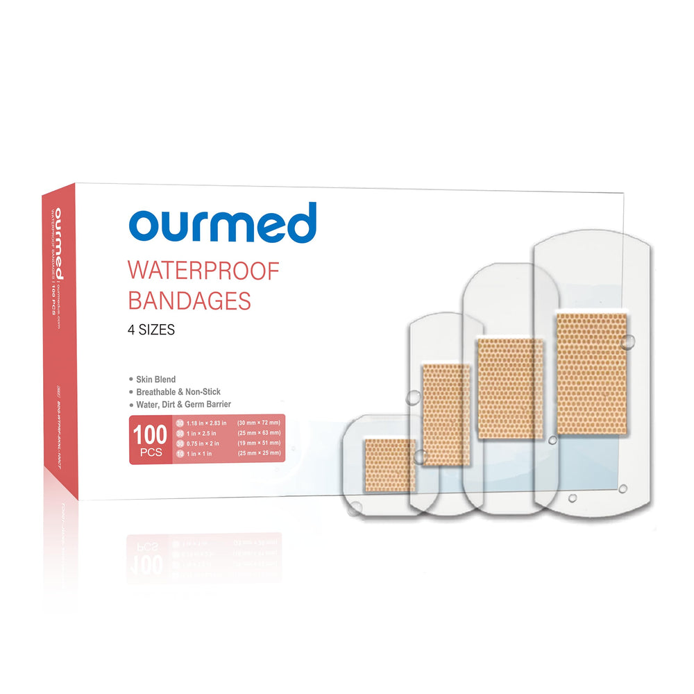 Ourmed curitas impermeables transparentes para heridas, protegen durante la ducha y la piscina.