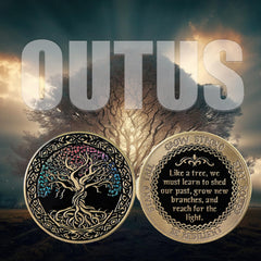 Outus black velvet drawstring bag protecting coins in a discreet keepsake.