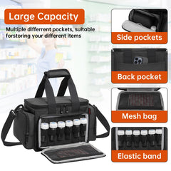 OUUTMEE front pocket featuring elastic bands and mesh pocket for secure items