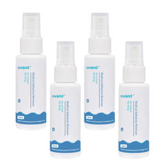 Ovand Medical Adhesive Remover Spray bottle close-up showing compact 1 oz design for on-the-go care