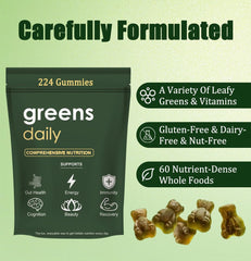 Oviaapo Greens Gummies pack, 224 gummies, convenient daily wellness support
