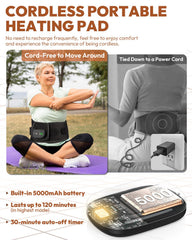 OVIMAZ Red Light Therapy Belt battery feature shows 5000mAh for extended cordless use