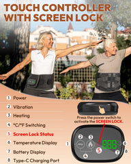 OVIMAZ Red Light Therapy Belt control panel highlights touchscreen control for easy customization