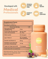 Close-up of Ovira Skin Clear ZincBright capsules for skincare support