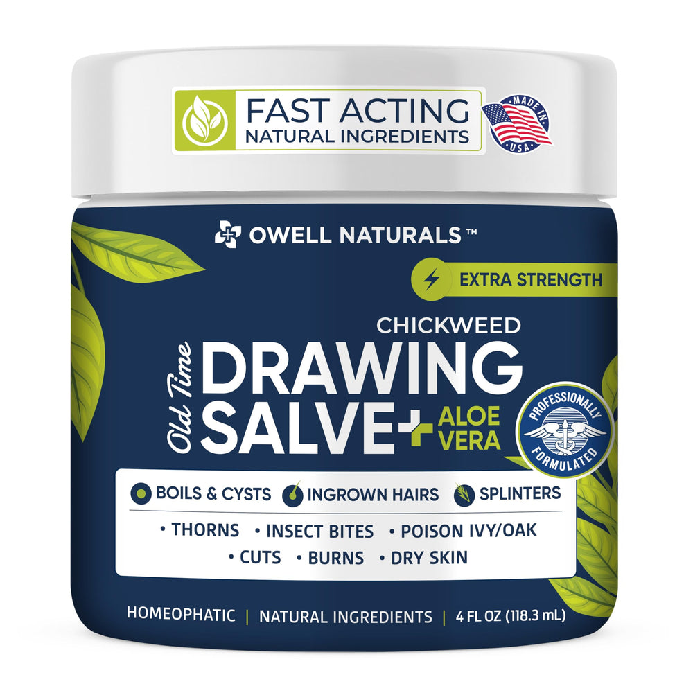 OWELL NATURALS Chickweed Drawing Salve eases boils with gentle, targeted relief.