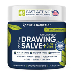 OWELL NATURALS Chickweed Drawing Salve eases boils with gentle, targeted relief.