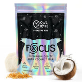 OWL RYZE Mushroom Coffee Focus bottle showing premium blend for focused energy.