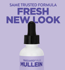 Oxygen Nutrition TriGuard Mullein Plus bottle back view displaying ingredients and alcohol-free formula.