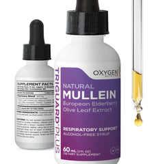 Oxygen Nutrition TriGuard Mullein Plus bottle front view showing label for easy recognition.