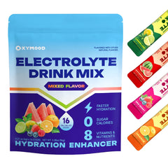 OXYMOOD sugar-free electrolytes packets variety 16 sticks for calorie-free hydration