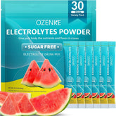 OZENKE Watermelon electrolyte packet front for sugar-free hydration on the go.