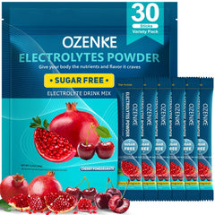 OZENKE cherry electrolyte packet ready to mix for quick hydration after workouts.