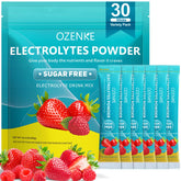 OZENKE electrolytes packets in strawberry raspberry flavor for sugar-free hydration on the go