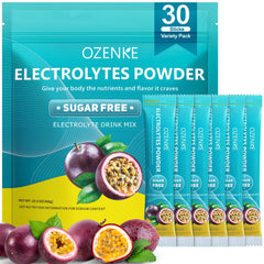 OZENKE electrolyte passion fruit stick dissolving in water for fast hydration.