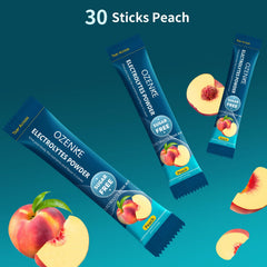 OZENKE Electrolytes Peach being poured into a glass for refreshing hydration