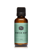 P&J Trading Winter Mint oil bottle closeup for premium candle and diffuser scents.