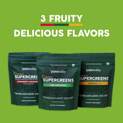 Paleovalley Organic Supergreens scoop blends easily for a quick nutritious shake.