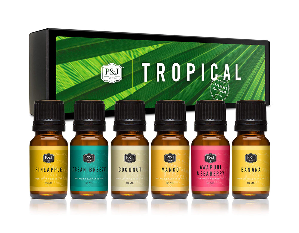 P&J Trading &J Tropical Set gift box showcasing premium fragrances for DIY projects