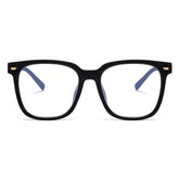 PANNER oversized-square blue light glasses front view with anti-glare protection for daily screen use.