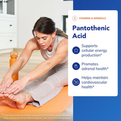 Pantothenic acid bottle and box highlighting premium packaging and purity.