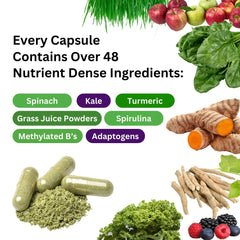 Paradise Herbs Earth's Blend capsules close-up highlights easy-to-swallow daily capsules.