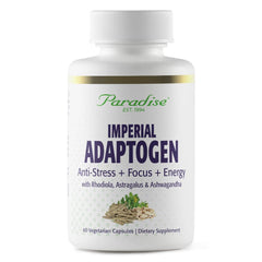 Paradise Herbs Imperial Adaptogens bottle for daily stress support and focus