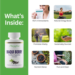 Paradise Herbs Maqui Berry Extract capsules displayed to suggest daily antioxidant support.