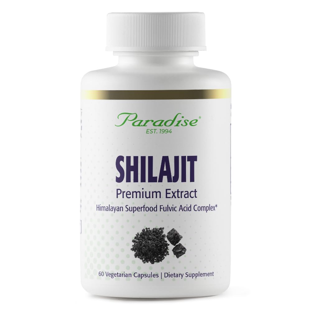 Paradise Herbs Shilajit Extract: bote y cápsulas para bienestar diario