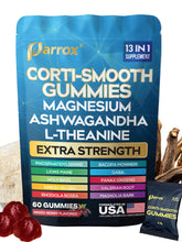 Parrox Corti-Smooth bottle front with mixed berry gummies for daily calm.