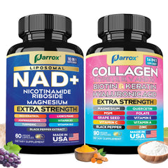 Parrox Forever Young Liposomal NAD bottle image highlighting daily vitality support.