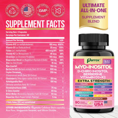 Parrox Myo-Inositol capsules close-up showing vegan capsules.