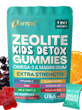 Parrox Zeolite Kids Gummies bottle on a clean surface, family-friendly nutrition.