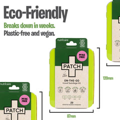 PATCH On-The-Go kit open tin showing natural bandages and patches for everyday mishaps.