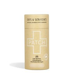 PATCH Tan Bamboo Bandage container presents a convenient 25-count supply