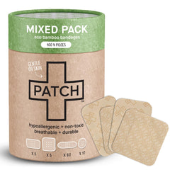 PATCH value pack bamboo bandages in mixed sizes for minor injuries
