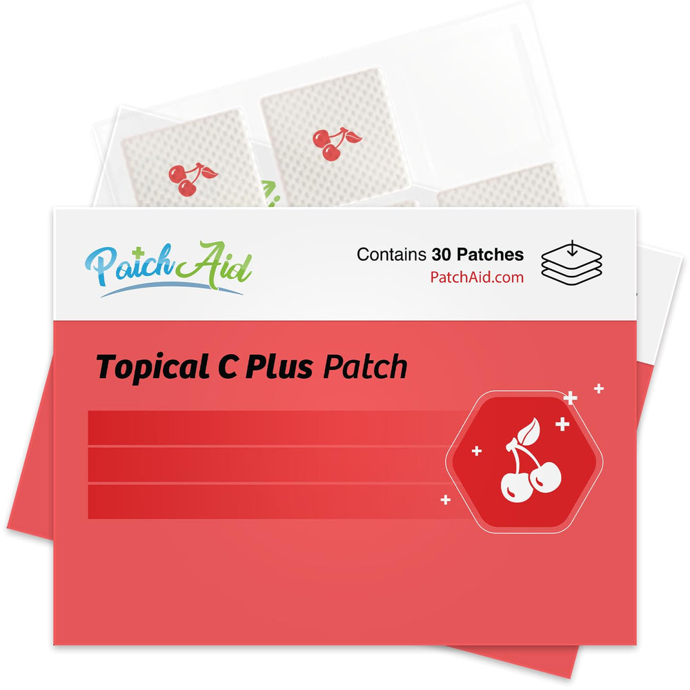 PatchAid C Plus Topical Patch packaging highlights latex-free design for sensitive skin.