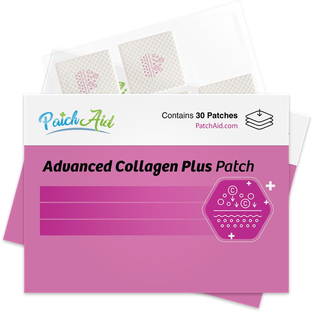 PatchAid Collagen Plus patch applied to the arm for easy daily use