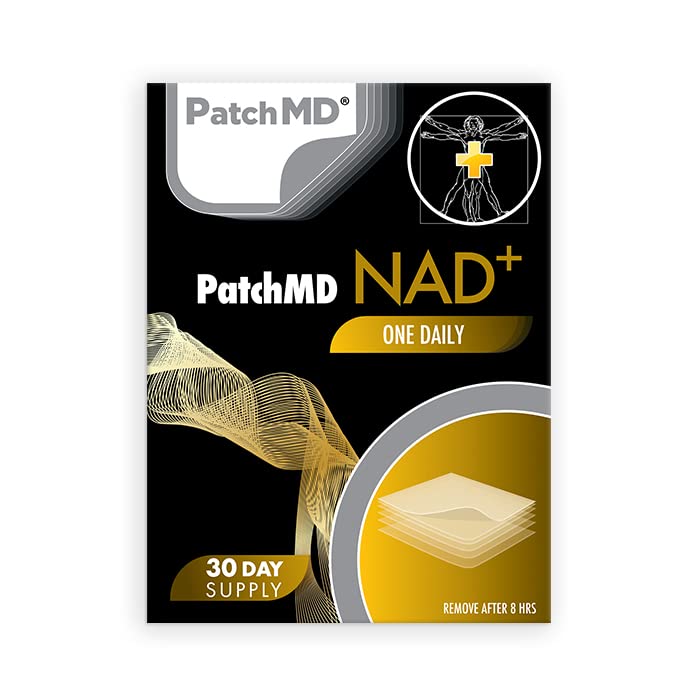 PatchMD NAD+ Total Recovery patch on skin for daily energy support.