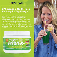 Patriot Power Greens ingredients featuring kale parsley and spinach for inflammation support