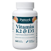 Pattern Wellness Vitamin K2 D3 with Calcium bottle front view supports whole-body balance