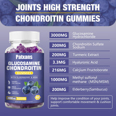 Patxans glucosamine chondroitin gummies closeup reveals soft texture and pleasant flavor.