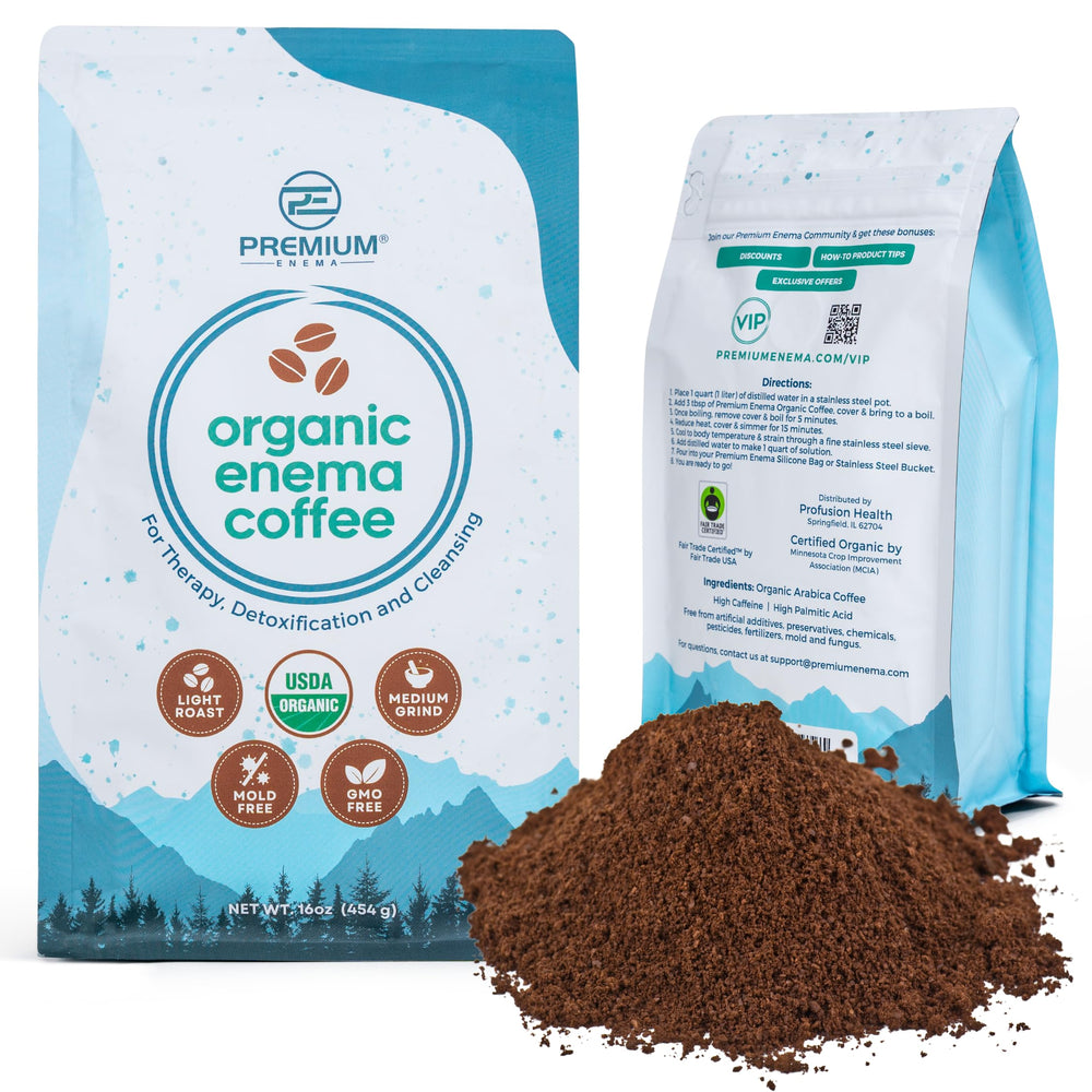 PE Premium Enema organic coffee bag, light roast for smooth enema prep and consistent results