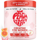 Peach Perfect creatine blend bottle pour showing easy mixing for workouts