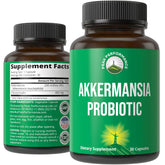 Peak Performance Akkermansia bottle label highlights high-strength probiotic for gut support